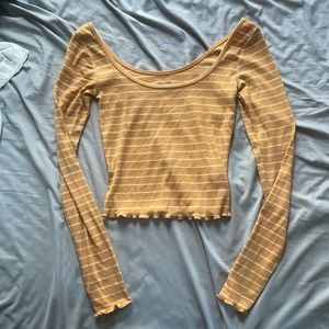 Arizona Jean Co striped yellow and white cropped long sleeve size XS